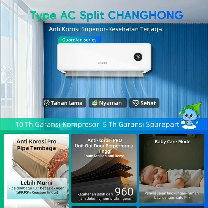 Changhong AC Wall Mounted Split Standard Premium 1/2 PK - CSC-05NVS4